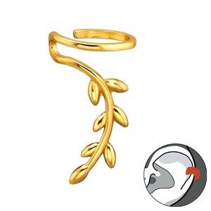 14K Gold Vermeil Leaf Ear Cuff – Climber Style No Piercing Needed
